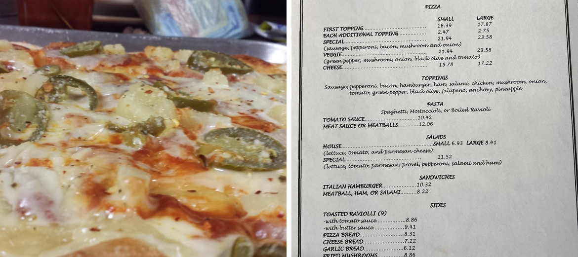 Faraci Pizza Menu