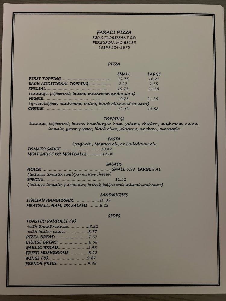 Faraci Pizza Menu image 1